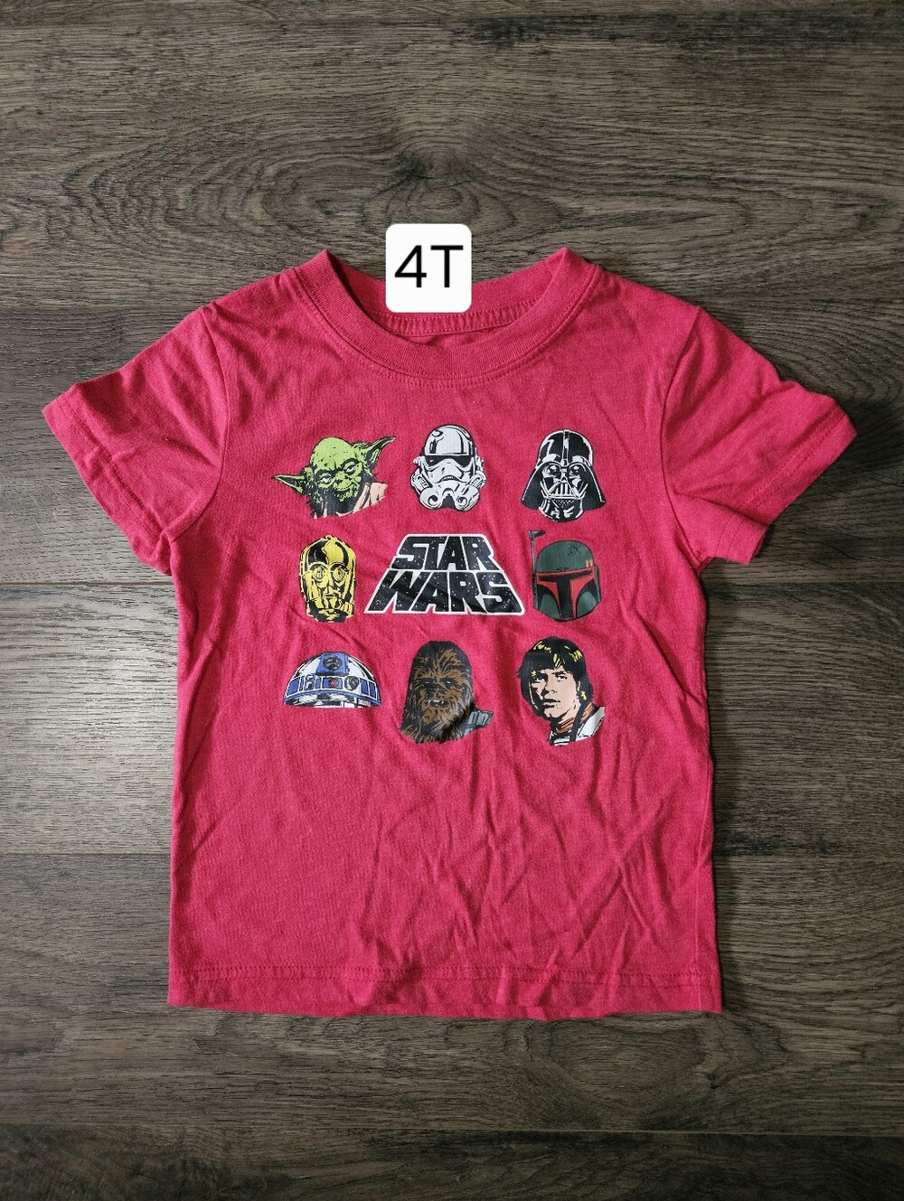 Star Wars Kids Short Sleeve Tee - Red with Multi-Color Character Prints